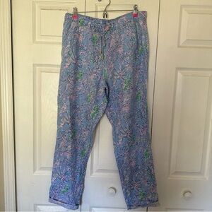 Lilly Pulitzer Taron Pants Blue Peri The Turtle Package XL NWT